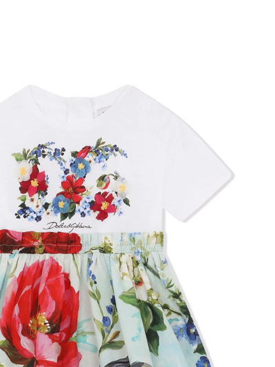 Shop Dolce & Gabbana Floral Logo-print Dress In White