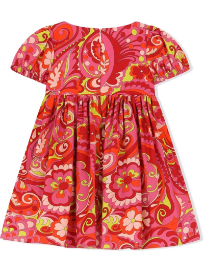 Shop Dolce & Gabbana Floral-print Cotton Dress In Red