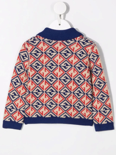 Gucci G Rhombus Knitted Cardigan In Neutrals