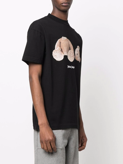 Shop Palm Angels Bear-logo Cotton T-shirt In Black