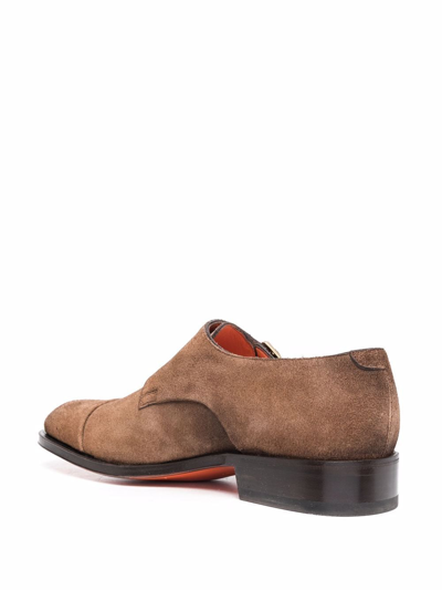 Shop Santoni Double Monk Strap Shoes In Brown