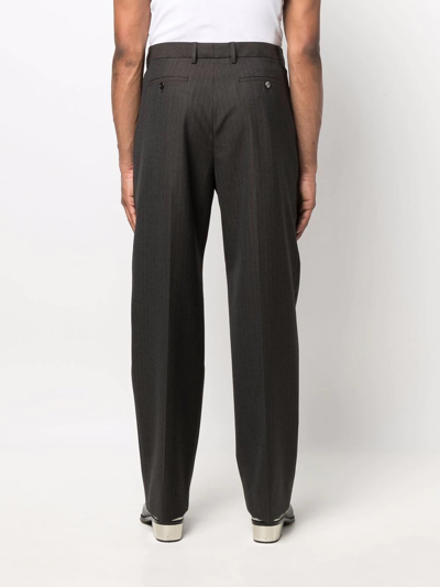 Shop Gucci Pinstripe Wool Trousers In Grey