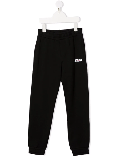 Msgm Logo-print Drawstring Track Pants In Black