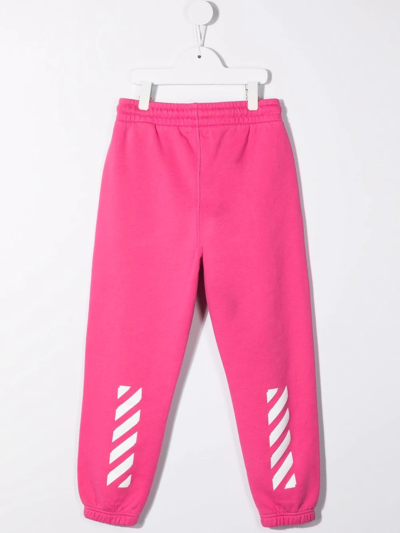 Shop Off-white Logo-print Drawstring Tracksuit Bottoms In Pink