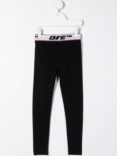 Shop Off-white Logo-waistband Leggings In Black