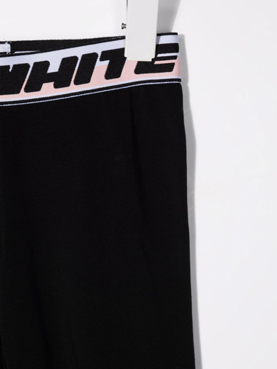 Off-white Logo Waistband Mid-rise Leggings In Black