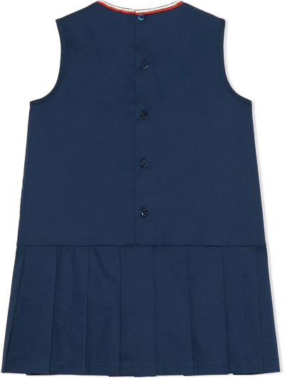 Shop Gucci Interlocking G Box-pleat Dress In Blue