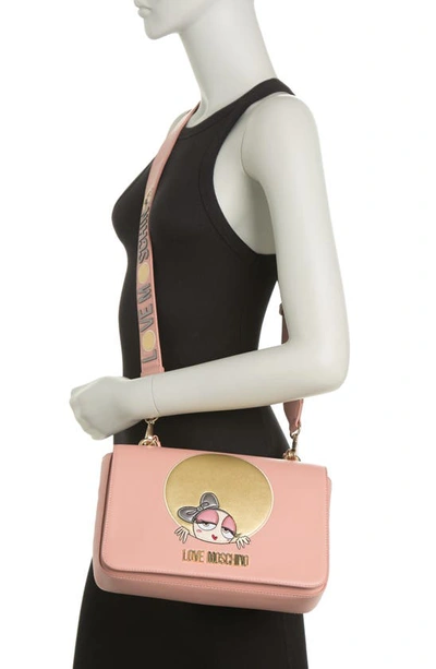 Shop Love Moschino Borsa Leather Cipria Messenger Bag