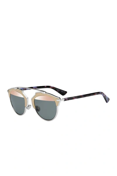 Shop Dior 48mm So Real Brow Bar Sunglasses In Palladium/ Beige Havana