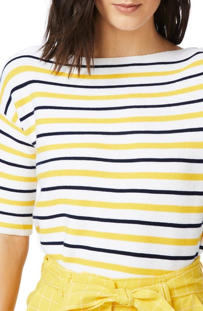 Shop Court & Rowe Court & Rose Stripe Boat Neck Sweater In Canary Gold