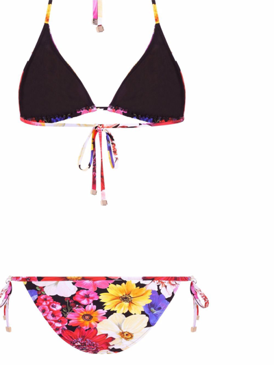 Shop Dolce & Gabbana Floral Print Bikini In Pink