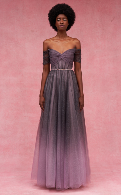 Shop Jenny Packham Women's Penelope Ombre Tulle Gown In Grey