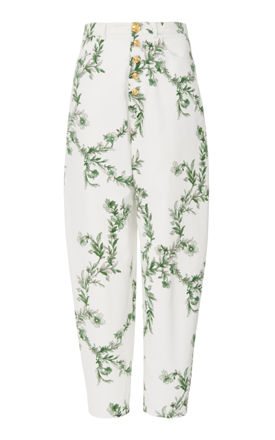 Shop Giambattista Valli Women's Floral-printed High-rise Straight-leg Trousers