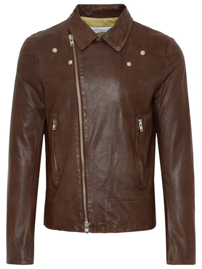 Shop Bully Brown Leather Jacket In Beige