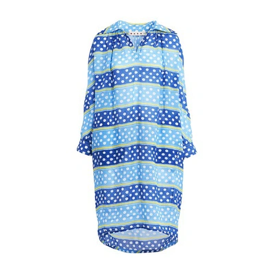Shop Marni Dress In Mazarine Blue