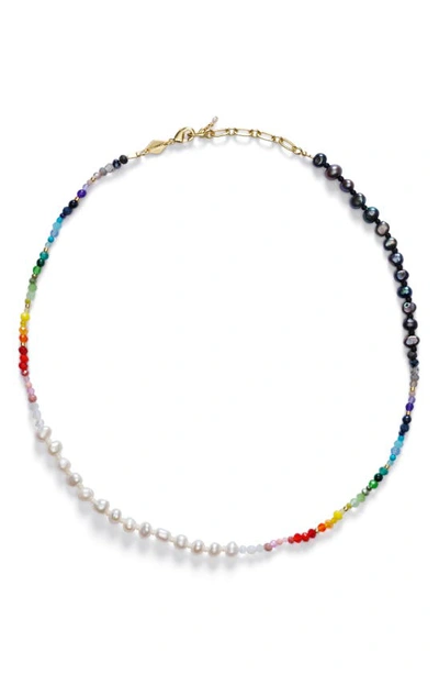 Shop Anni Lu Iris Cultured Pearl Necklace In Gold