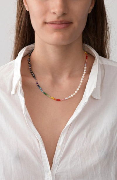 Shop Anni Lu Iris Cultured Pearl Necklace In Gold