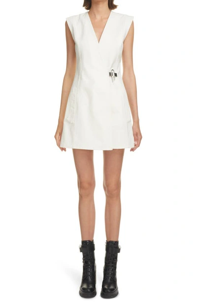 Shop Givenchy Padlock Washed Denim Minidress In White