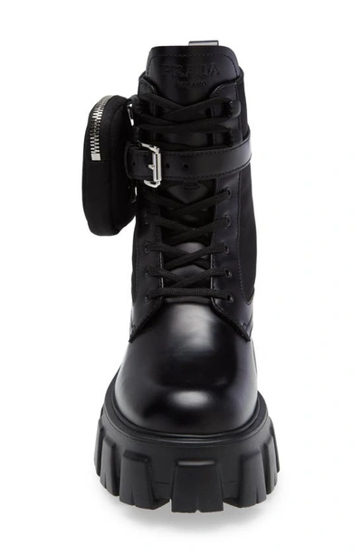 Shop Prada Monolith Mini Bag Lug Sole Combat Boot In Black