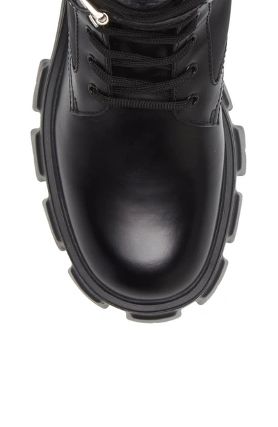 Shop Prada Monolith Mini Bag Lug Sole Combat Boot In Black