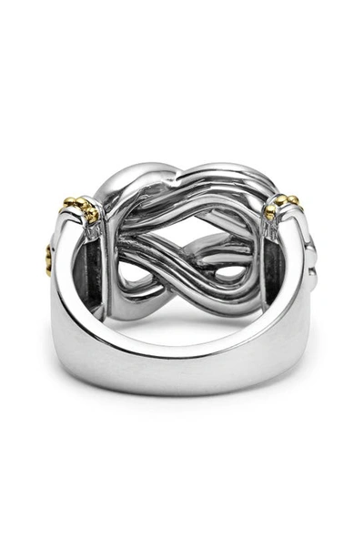 Shop Lagos Newport Diamond Knot Ring In Silver/ Gold