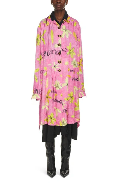 Shop Balenciaga Reversible Coat Dress In Pink