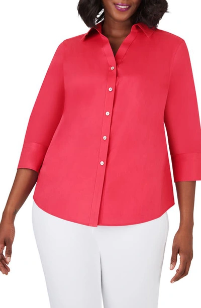 Shop Foxcroft Mary Non-iron Stretch Cotton Button-up Shirt In Watermelon