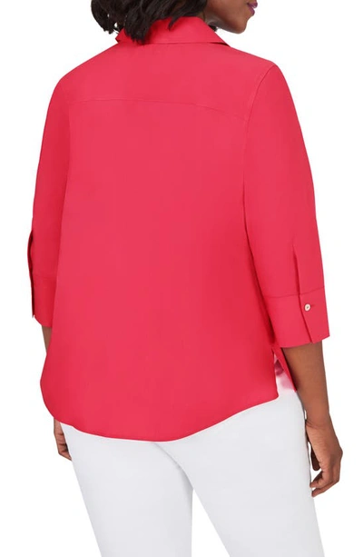 Shop Foxcroft Mary Non-iron Stretch Cotton Button-up Shirt In Watermelon