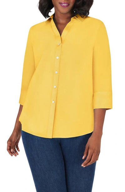 Shop Foxcroft Mary Non-iron Stretch Cotton Button-up Shirt In Banana Cream