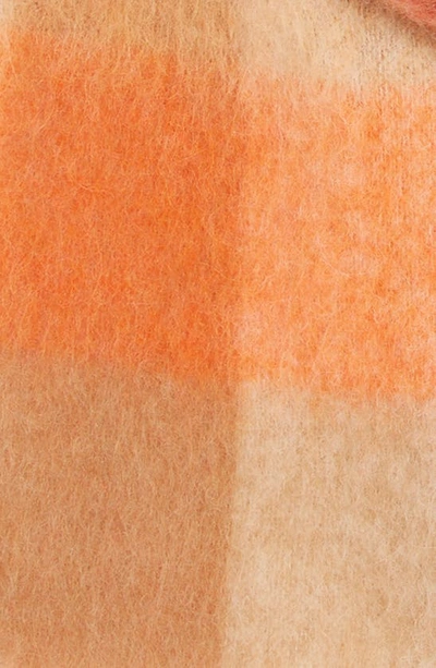 Shop Acne Studios Vally Plaid Alpaca, Wool & Mohair Blend Scarf In Orange/ Rust/ White