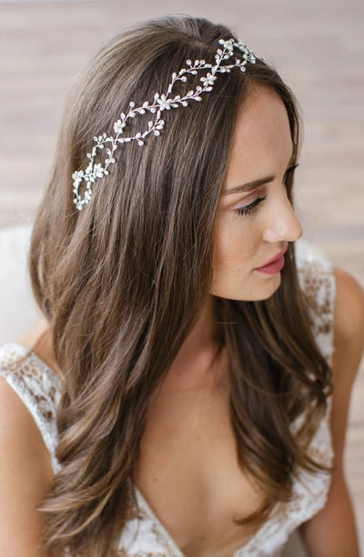 Shop Brides And Hairpins Octavia Pearl & Jeweled Halo & Sash In Gold