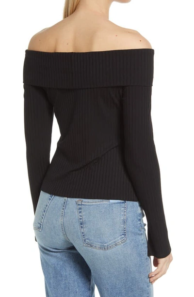 Shop 1.state Rib Off The Shoulder Top In Rich Black