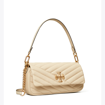 Shop Tory Burch Small Kira Chevron Flap Shoulder Bag In New Cream