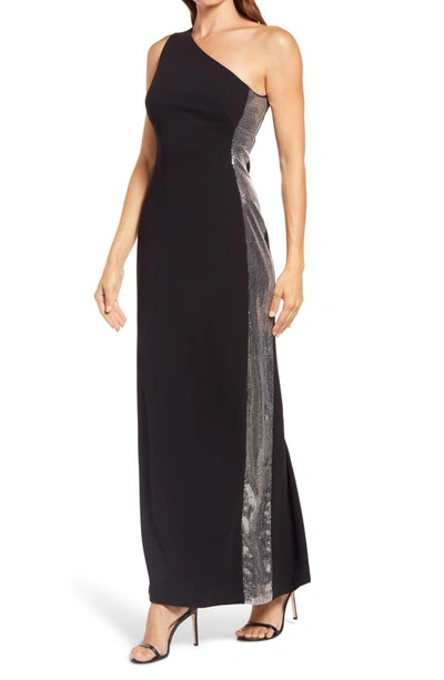 Vince Camuto Petite Sequined One-shoulder Gown In Black | ModeSens