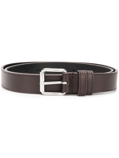 Shop Comme Des Garçons Square-tip Leather Belt In Brown