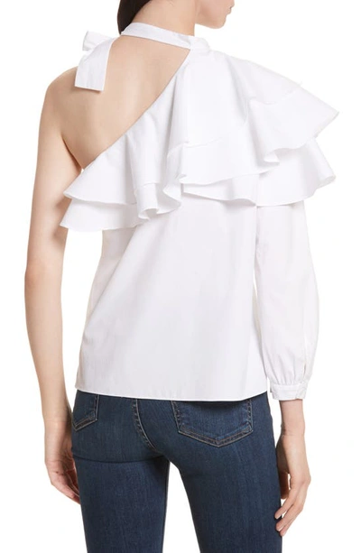 Shop Veronica Beard Gigi Ruffle One-shoulder Top In White