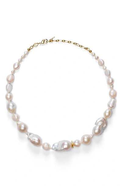 Shop Anni Lu Jet Set Cultured Pearl Necklace In Gold