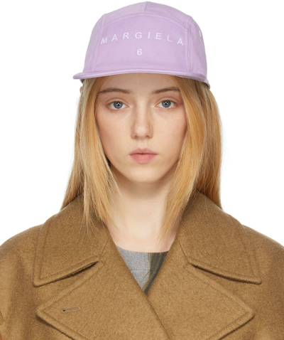 Mm6 Maison Margiela Embroidered Logo Cotton Baseball Cap In Lilac