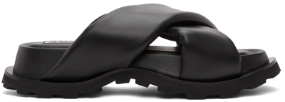 Shop Jil Sander Black Oversize Strap & Sole Wrapped Sandals In 001 Black