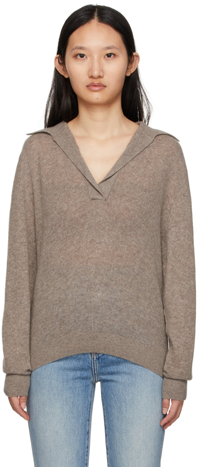 Shop Khaite Beige Jo V-neck Sweater In 216 Barley