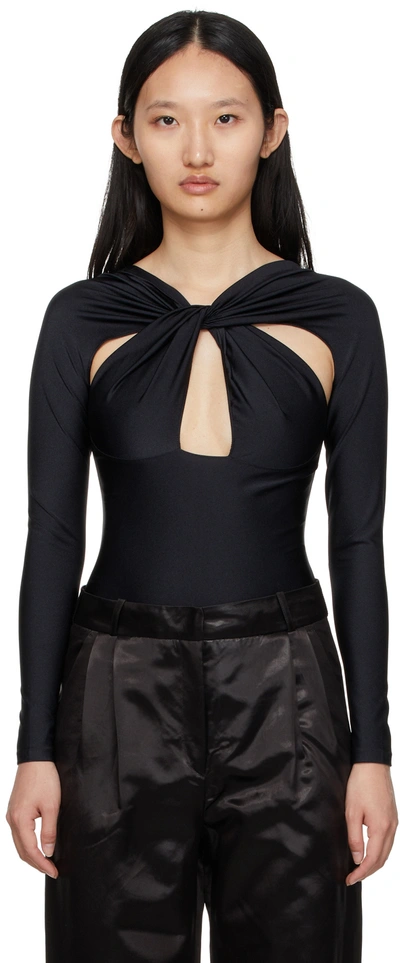 Shop Coperni Black Cut-out Draped Bodysuit
