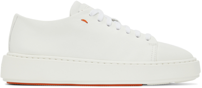 Shop Santoni White Leather Derby Sneakers In White-i90