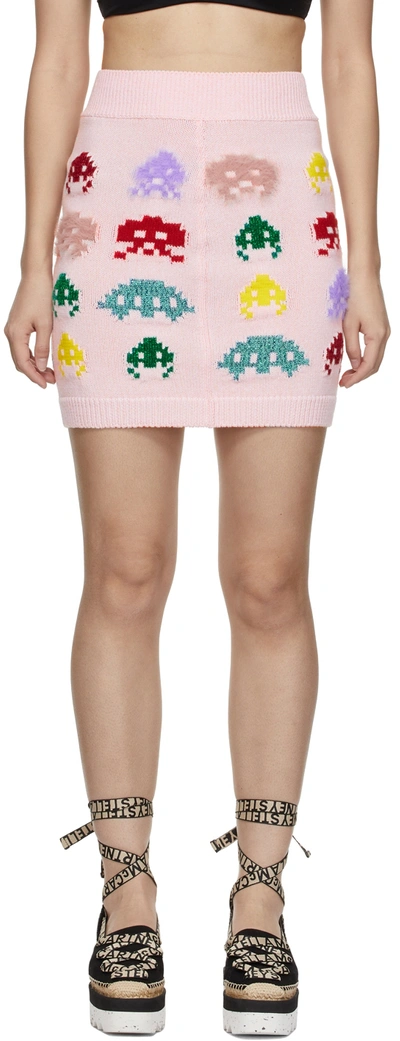 Shop Stella Mccartney Pink Gamer Knit Skirt In 8491 Multicolor