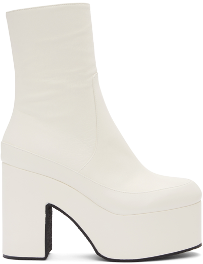 Shop Dries Van Noten White Leather Platform Heeled Ankle Boots In 001 White