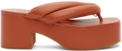 Shop Dries Van Noten Orange Platform Thong Heeled Sandals In 351 Vermillion