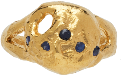 Shop Alighieri Gold 'the Sapphire's Path' Ring In 24 Gold