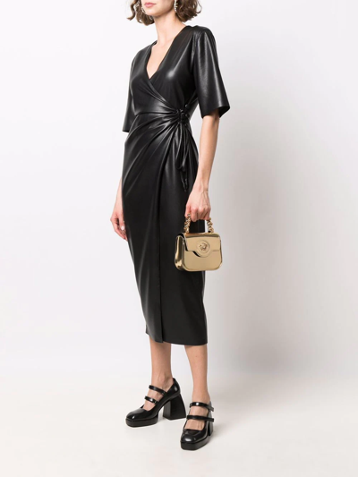 Versace Medusa Polished Leather Bag In Gold