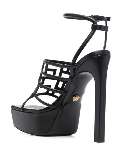 Shop Versace Greca 150mm Cage Sandals In Schwarz