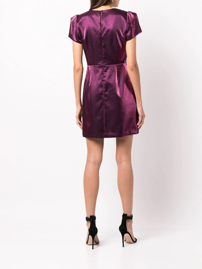 Shop Milly V-neck Short-sleeved Mini Dress In Violett