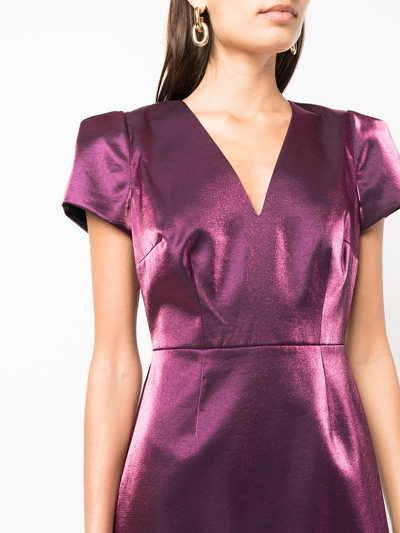 Shop Milly V-neck Short-sleeved Mini Dress In Violett
